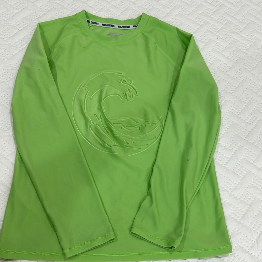 Reel Legends Green Rash Guard with Embossed Detail